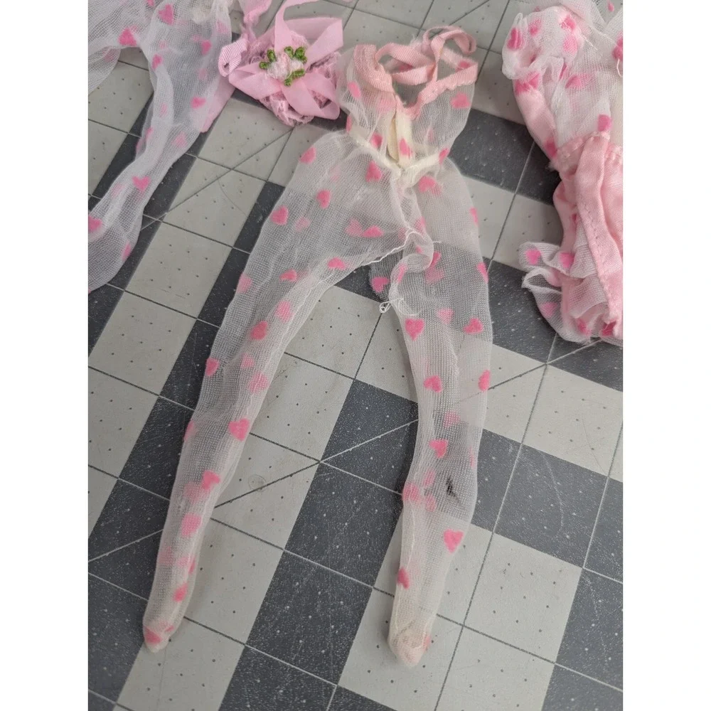 Fashion Doll Lingerie Pink Hearts‎ Lace Outfits Lot READ Damaged